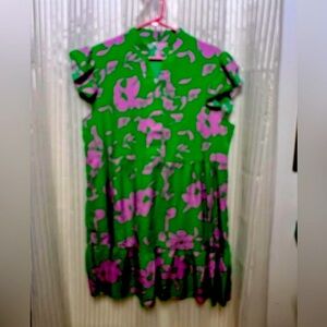 “No Brand Dress” NWT SZ (XL) Green & Pink Dress So Cute Vaycay Time Pretty